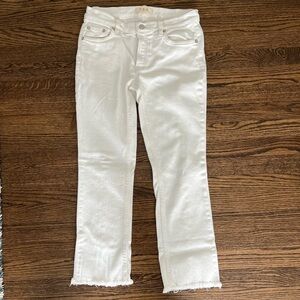 We the Free Frayed Hem White Denim Jeans